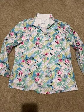 SanSoleil Printed Long Sleeve Women's Tee in Multi-Color